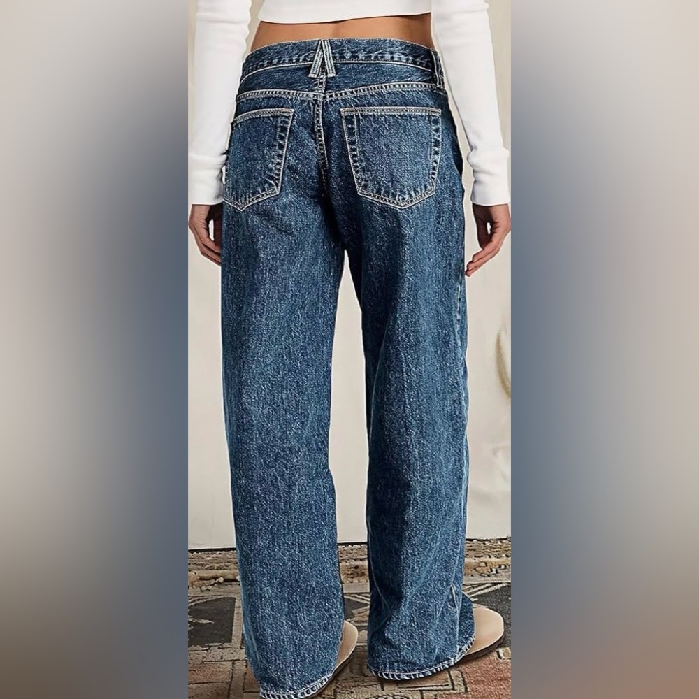 Mid-Rise Straight Leg Women's Jeans in Dark Indigo - Picture 4 of 8